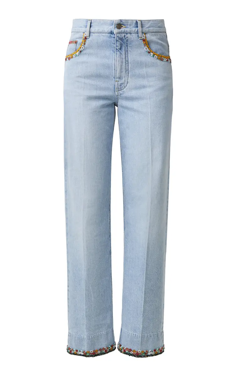Valentino Garavani Embroidered Mid-Rise Straight-Leg Jeans | Thumbnail 5 Valentino Garavani Embroidered Mid-Rise Straight-Leg Jeans | Thumbnail 5