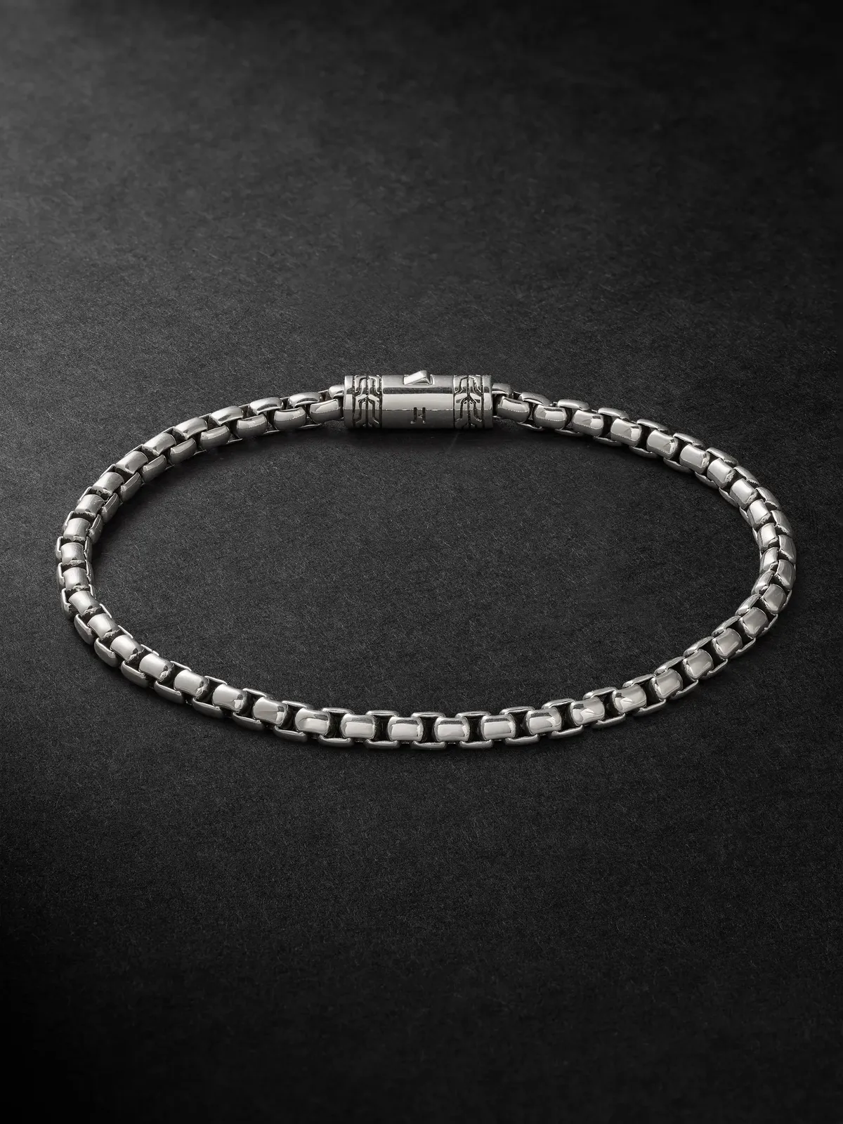Sterling Silver Box Chain Bracelet - Men Sterling Silver Box Chain Bracelet - Men