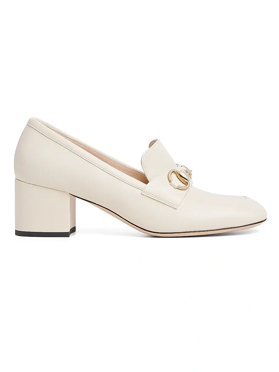 Gucci Women's Lady 55MM Leather Block-Heel Pumps - Black | Image 1 Gucci Women's Lady 55MM Leather Block-Heel Pumps - Black | Image 1