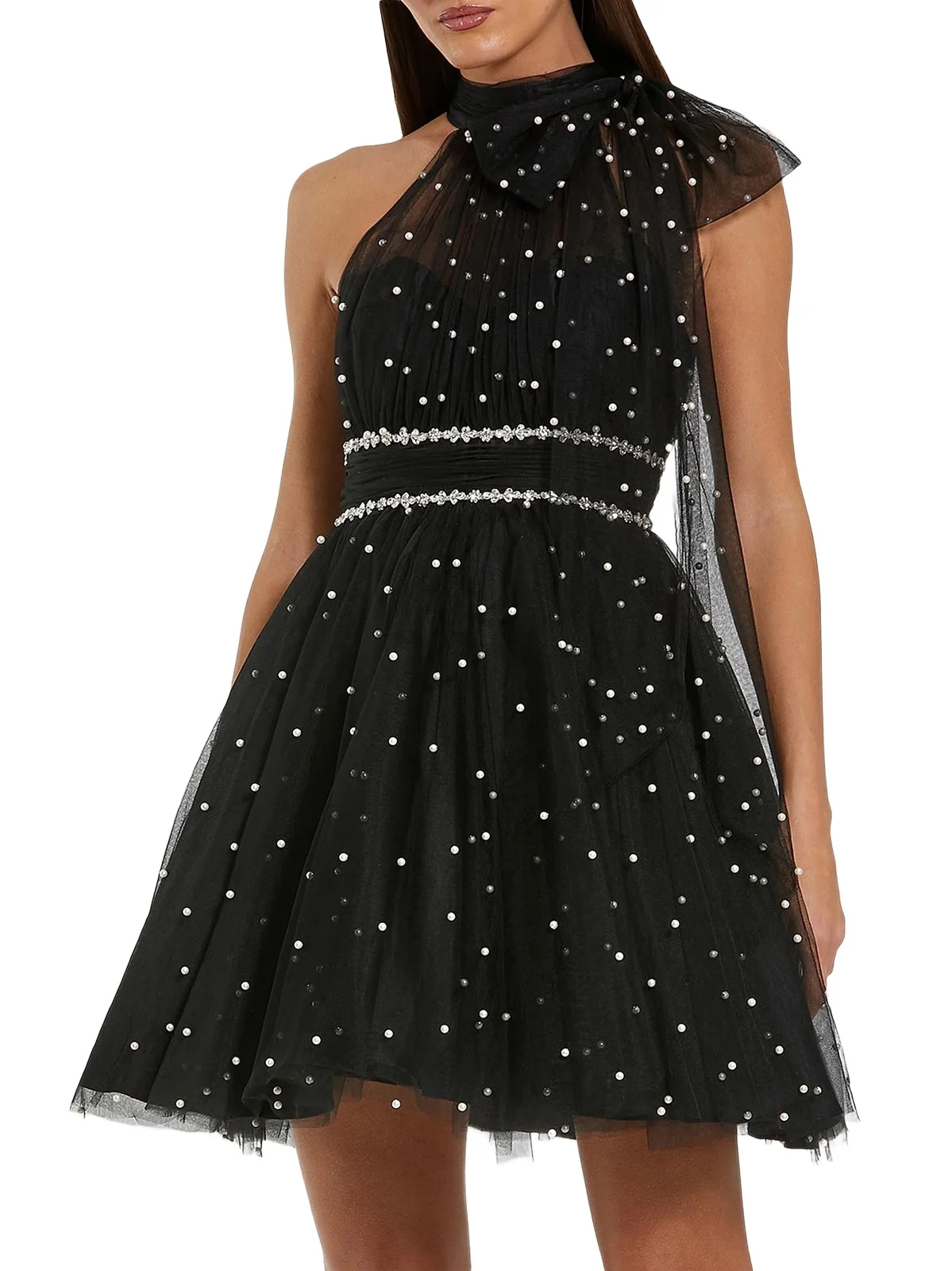 Women's Embellished Tulle Mini Cocktail Dress