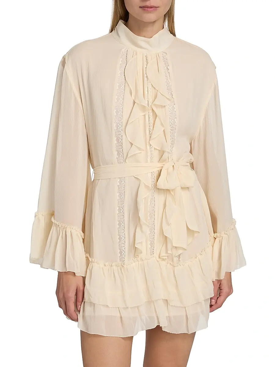 Ramy Brook Women's Claudia Ruffled Silk Minidress | Thumbnail 3 Ramy Brook Women's Claudia Ruffled Silk Minidress | Thumbnail 3