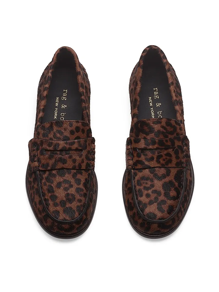 rag & bone Women's Carter Printed Calf Hair Penny Loafers | Thumbnail 4 rag & bone Women's Carter Printed Calf Hair Penny Loafers | Thumbnail 4