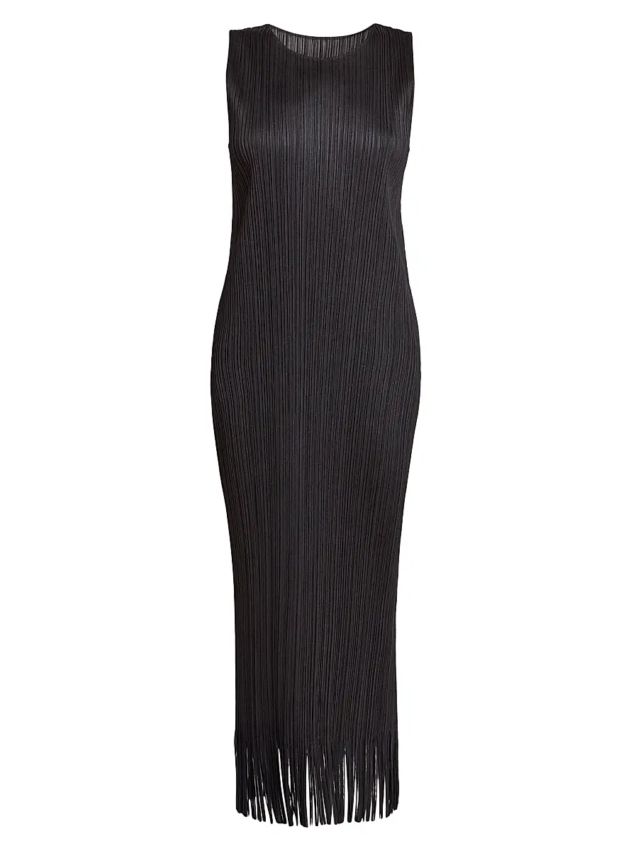 Pleats Please Issey Miyake Women's Wave Pleated Midi-Dress - Black | Image 1 Pleats Please Issey Miyake Women's Wave Pleated Midi-Dress - Black | Image 1