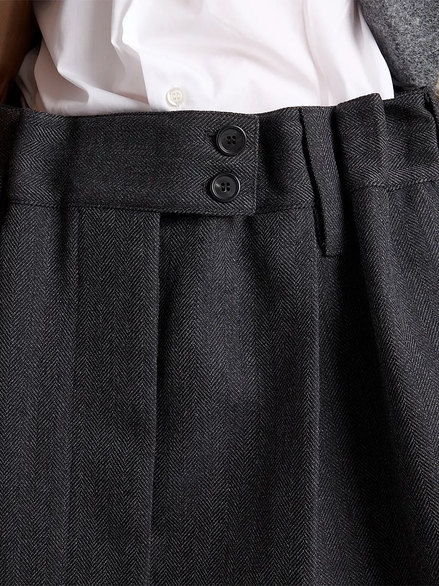 Prada Women's Chevron Wool Mini Skirt - Grey | Thumbnail 5