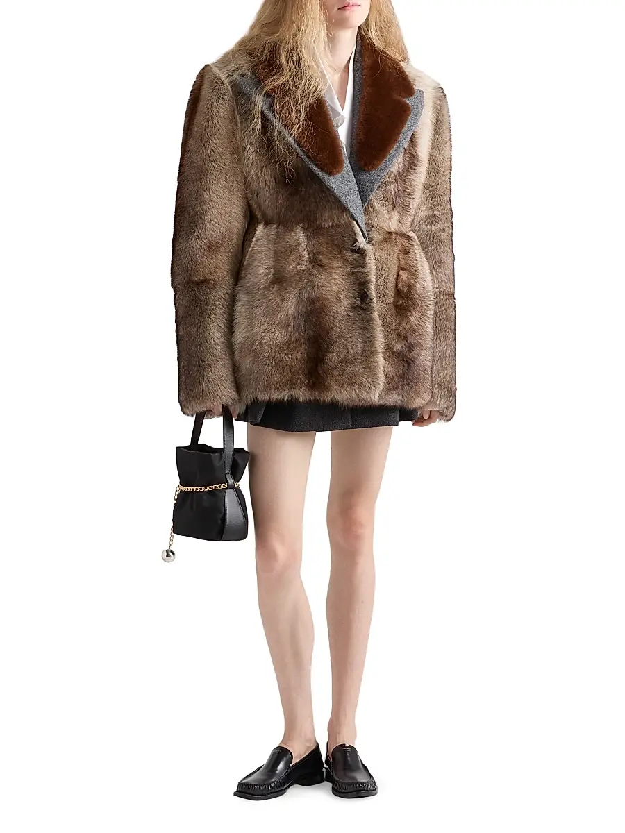 Prada Women's Chevron Wool Mini Skirt - Grey | Thumbnail 6