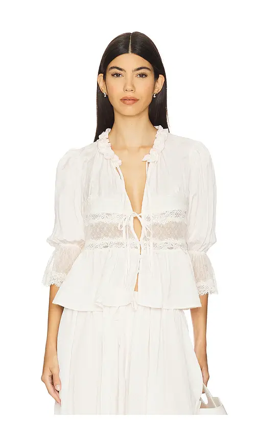 Free People x Intimately FP Forever Young Bed Jacket In White Alyssum
