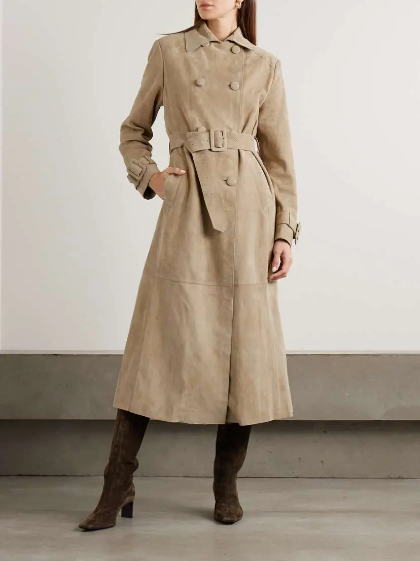 Nour Hammour Tate Belted Suede Trench Coat | Thumbnail 3