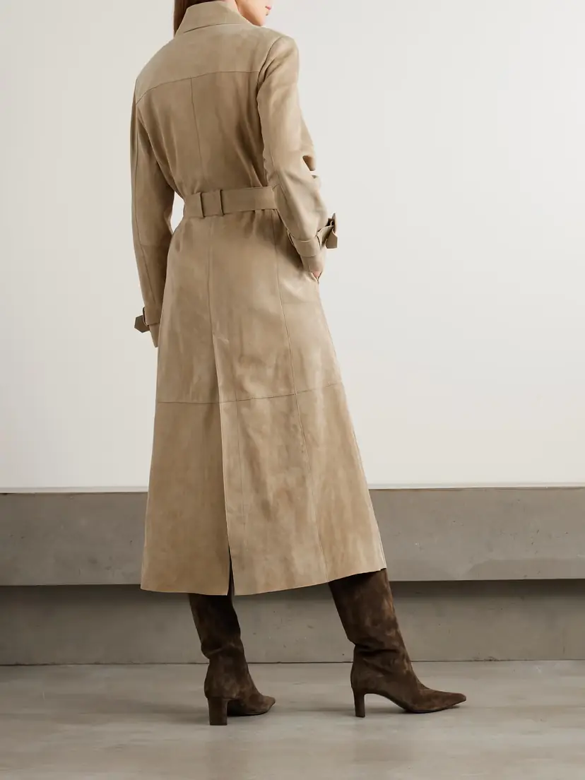 Nour Hammour Tate Belted Suede Trench Coat | Thumbnail 4