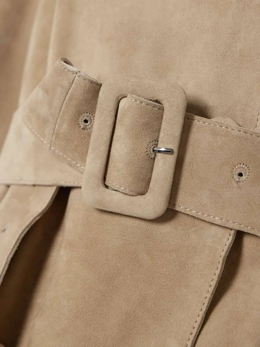 Nour Hammour Tate Belted Suede Trench Coat | Thumbnail 5