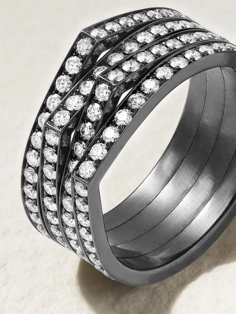 Repossi Antifer 14-karat Blackened Gold Diamond Ring | Thumbnail 4 Repossi Antifer 14-karat Blackened Gold Diamond Ring | Thumbnail 4