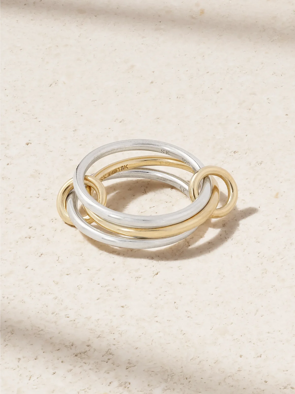 Solarium Set Of Three 18-karat Gold And Sterling Silver Rings Solarium Set Of Three 18-karat Gold And Sterling Silver Rings
