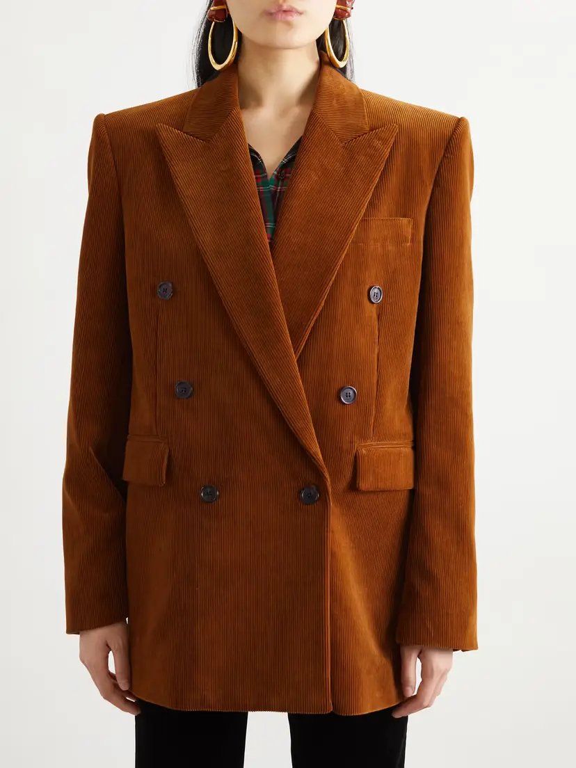 Saint Laurent Double-breasted Cotton-corduroy Blazer | Thumbnail 3