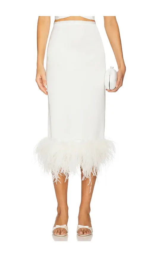 Milkwhite x REVOLVE Midi Skirt With Feathers | Image 1 Milkwhite x REVOLVE Midi Skirt With Feathers | Image 1