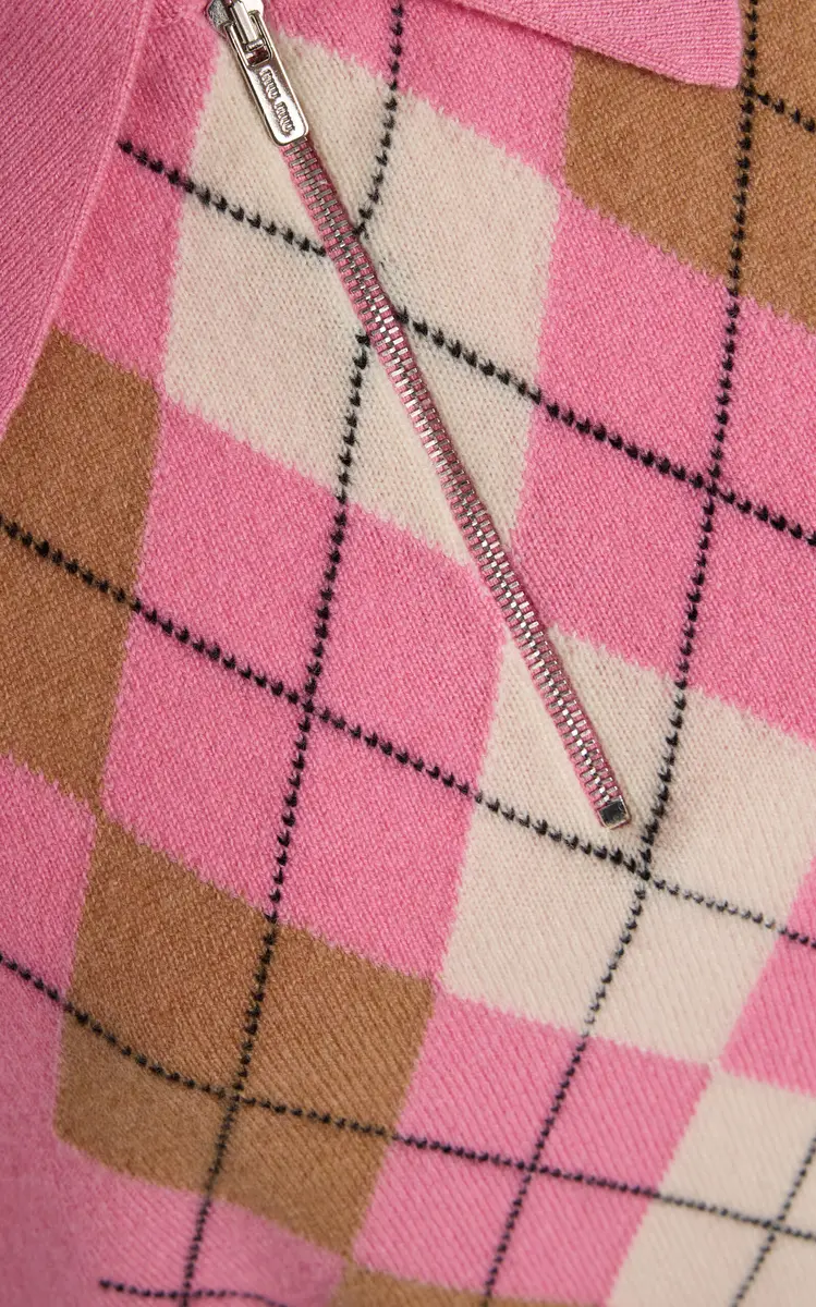 Miu Miu Argyle Cashmere Polo Sweater | Thumbnail 5