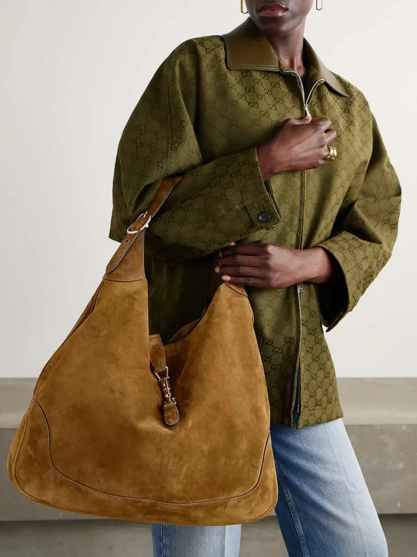 Gucci Jackie Giorno Leather-trimmed Suede Tote Bag | Thumbnail 2 Gucci Jackie Giorno Leather-trimmed Suede Tote Bag | Thumbnail 2
