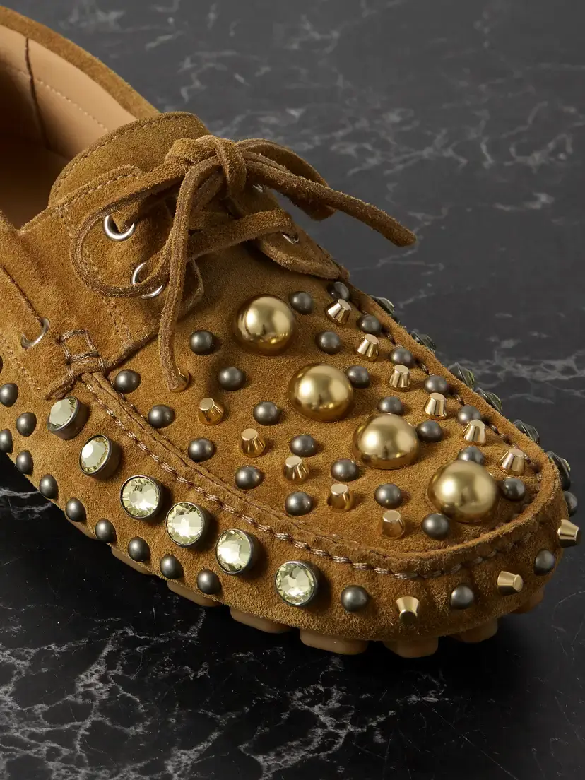 Valentino Garavani Fastaway Embellished Suede Loafers | Thumbnail 4