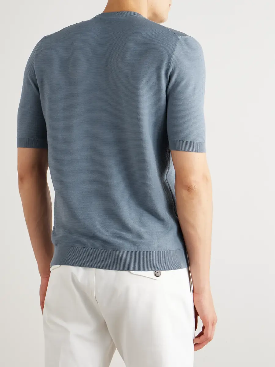 ELEVENTY Slim-Fit Ribbed Cotton T-Shirt - Men | Thumbnail 4 ELEVENTY Slim-Fit Ribbed Cotton T-Shirt - Men | Thumbnail 4
