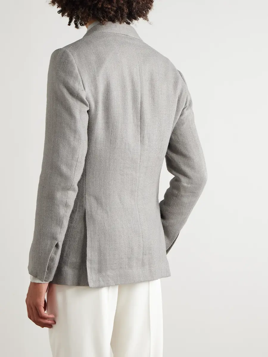Ralph Lauren Purple Label Kent Herringbone Linen, Silk and Cotton-Blend Suit Jacket - Men | Thumbnail 3