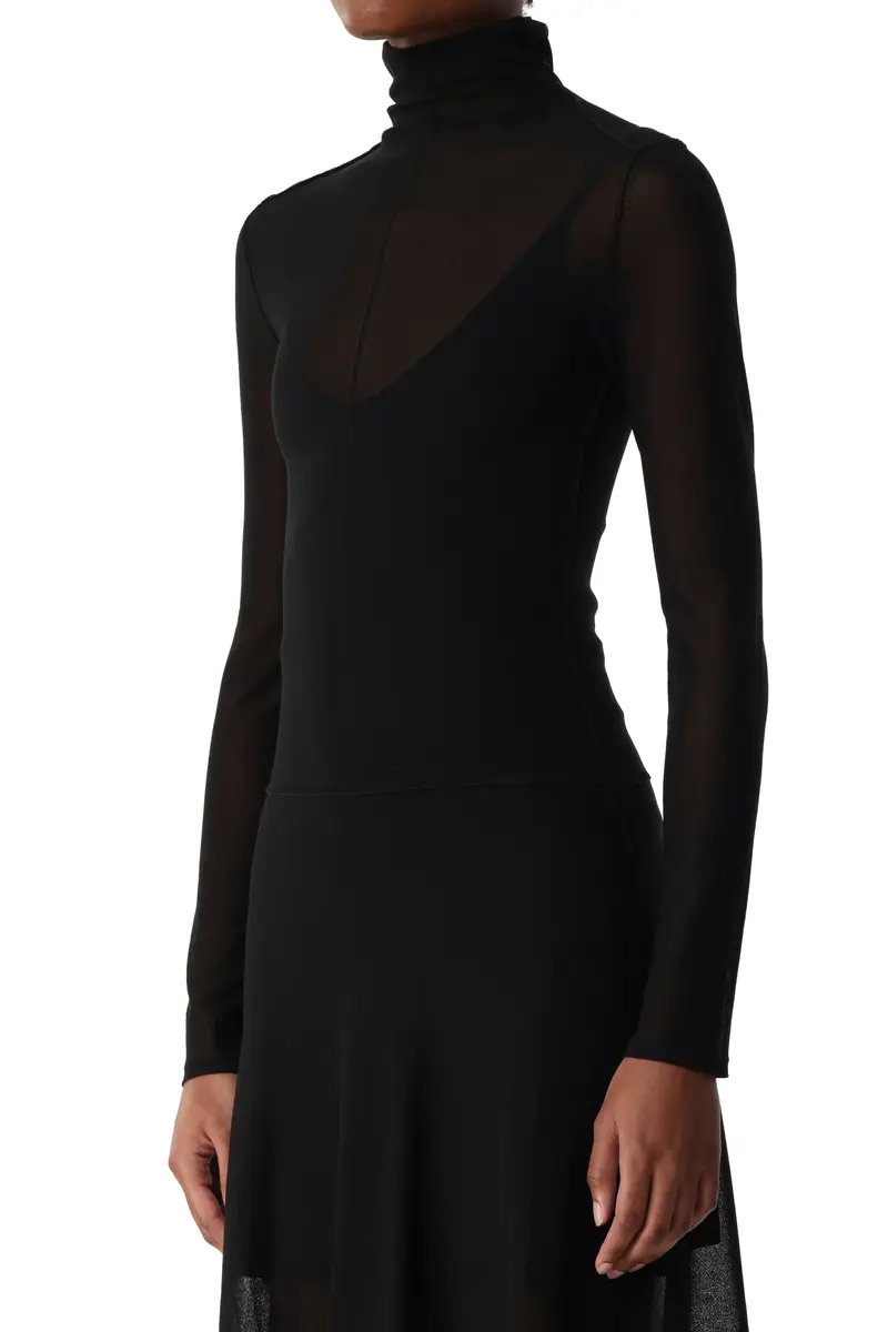 Jason Wu Collection HIGH TURTLENECK LONG SLEEVE KNIT DRESS WITH V-NECK | Thumbnail 4 Jason Wu Collection HIGH TURTLENECK LONG SLEEVE KNIT DRESS WITH V-NECK | Thumbnail 4