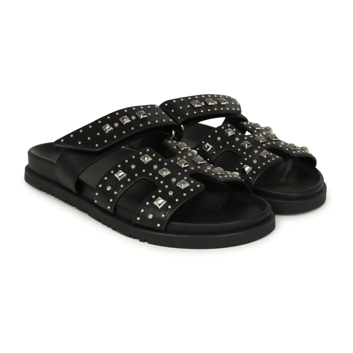 HERMÈS Hermes Chypre Techno Sandals Black Studded Calfskin Palladium Hardware 38 EU | Thumbnail 3 HERMÈS Hermes Chypre Techno Sandals Black Studded Calfskin Palladium Hardware 38 EU | Thumbnail 3