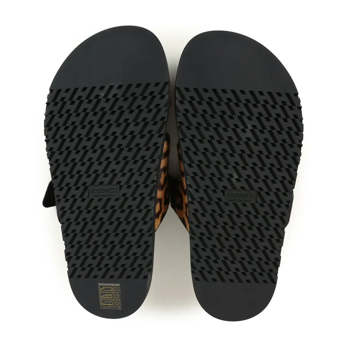 HERMÈS Hermes Leopard Print Chypre Techno Sandals Gold & Black Moire, Calfskin & Suede Palladium Hardware | Thumbnail 9 HERMÈS Hermes Leopard Print Chypre Techno Sandals Gold & Black Moire, Calfskin & Suede Palladium Hardware | Thumbnail 9