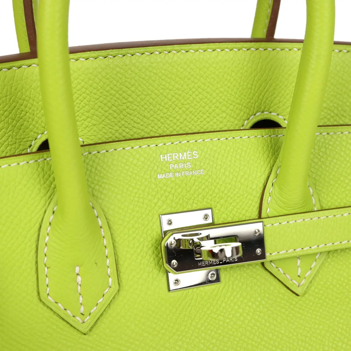 HERMÈS Pre-owned Hermes Candy Birkin 25 Kiwi Candy Epsom Palladium Hardware | Thumbnail 7 HERMÈS Pre-owned Hermes Candy Birkin 25 Kiwi Candy Epsom Palladium Hardware | Thumbnail 7