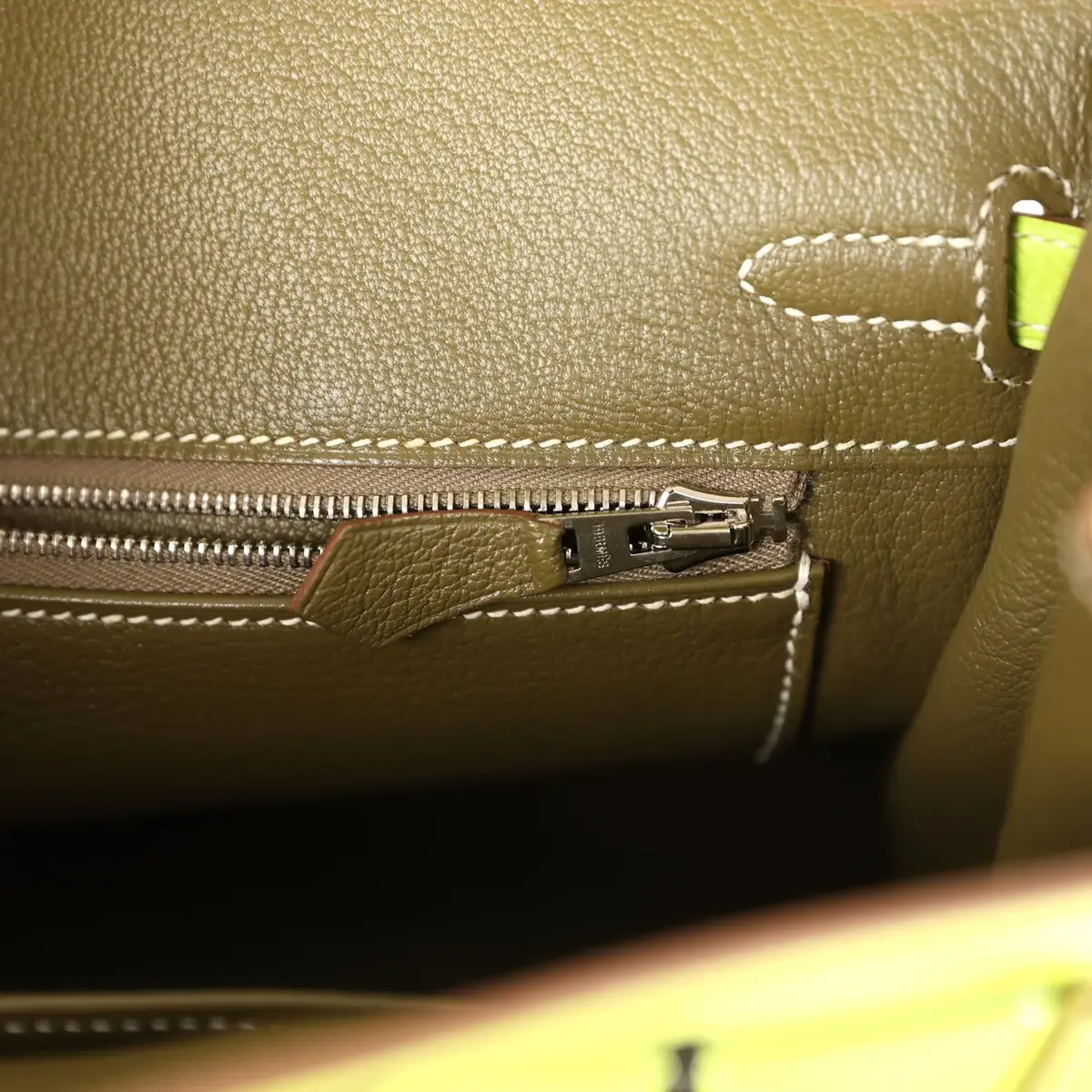 HERMÈS Pre-owned Hermes Candy Birkin 25 Kiwi Candy Epsom Palladium Hardware | Thumbnail 9 HERMÈS Pre-owned Hermes Candy Birkin 25 Kiwi Candy Epsom Palladium Hardware | Thumbnail 9