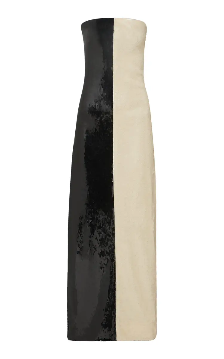 Dima Ayad Half And Half Sequined Strapless Dress | Thumbnail 3