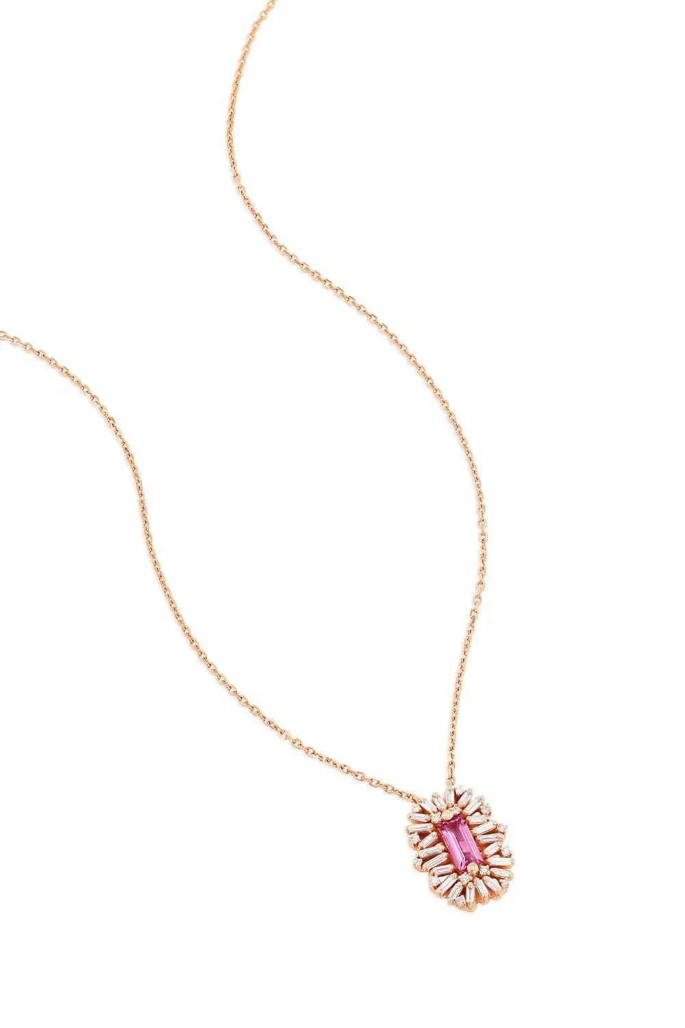 Pink Sapphire Diamond Spark Pendant Necklace Pink Sapphire Diamond Spark Pendant Necklace