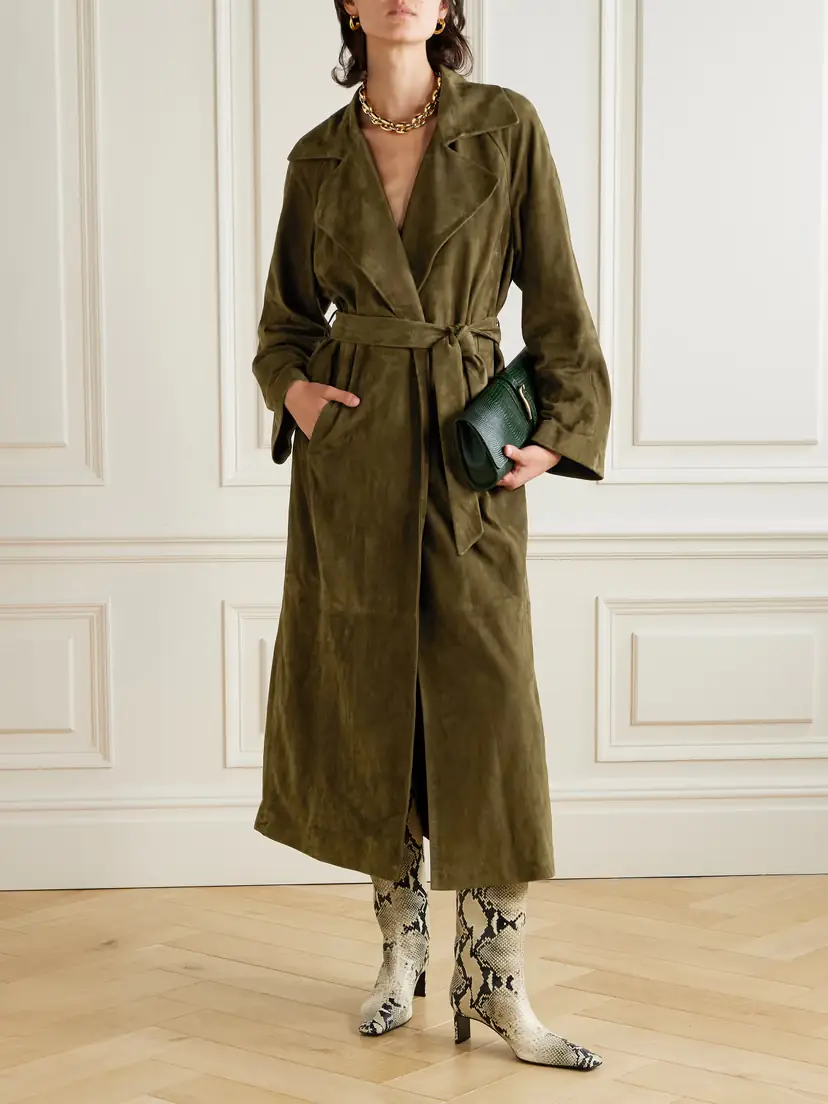 Nour Hammour Athea Paneled Suede Coat | Thumbnail 2