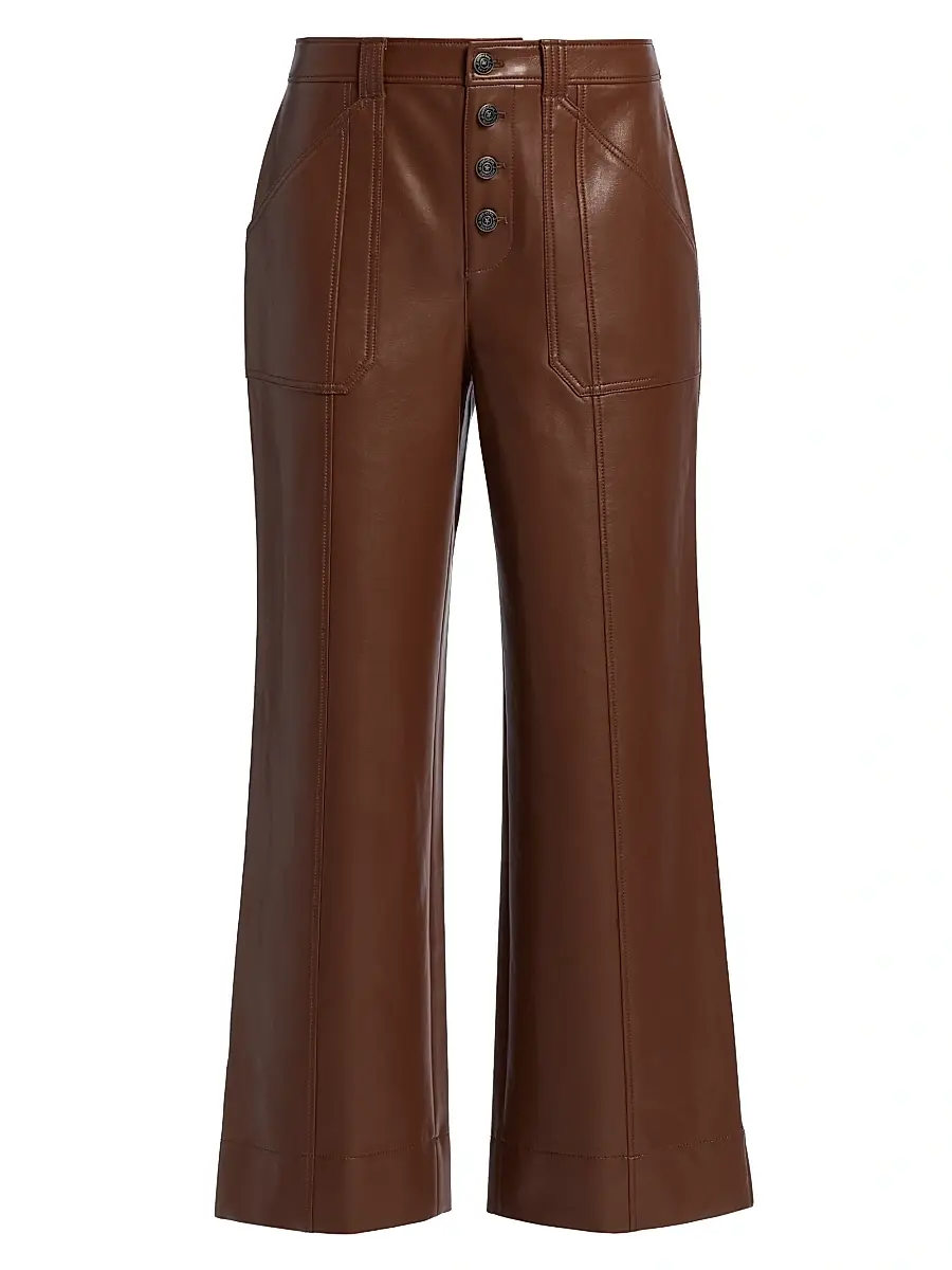 Cinq à Sept Women's Benji Faux Leather Pants - Dark Sepia | Image 1 Cinq à Sept Women's Benji Faux Leather Pants - Dark Sepia | Image 1