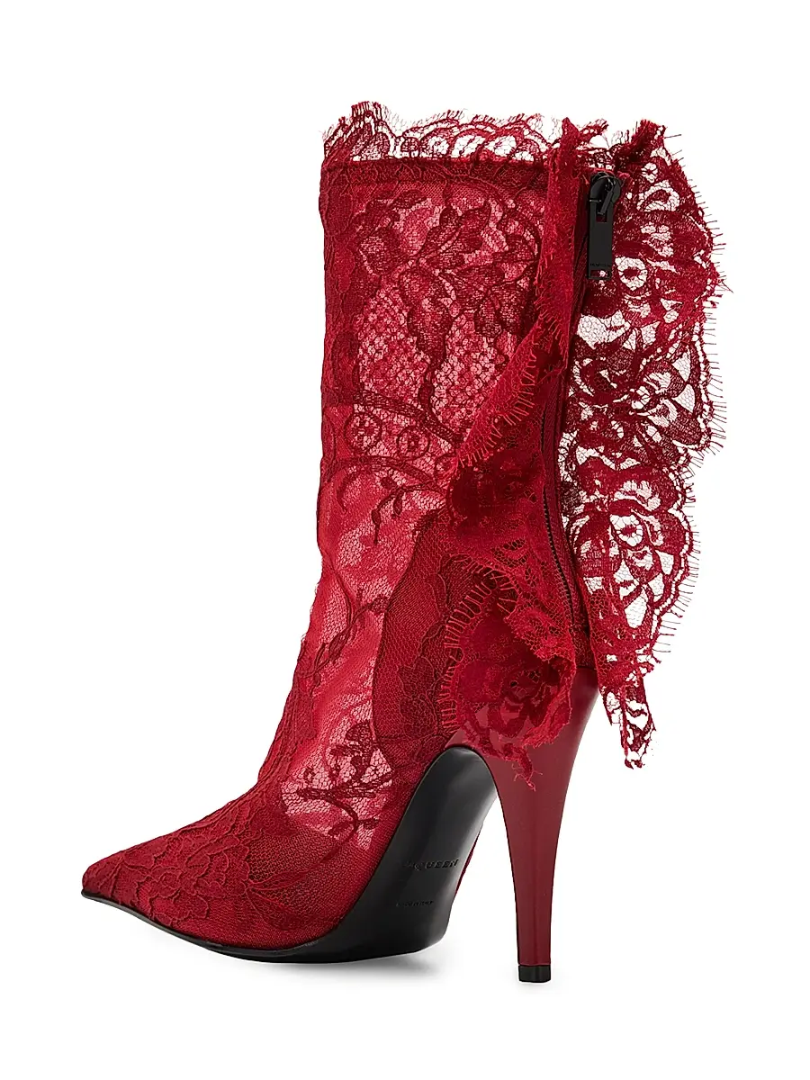 Alexander McQueen Women's 100MM Lace Mid-Calf Boots | Thumbnail 3 Alexander McQueen Women's 100MM Lace Mid-Calf Boots | Thumbnail 3