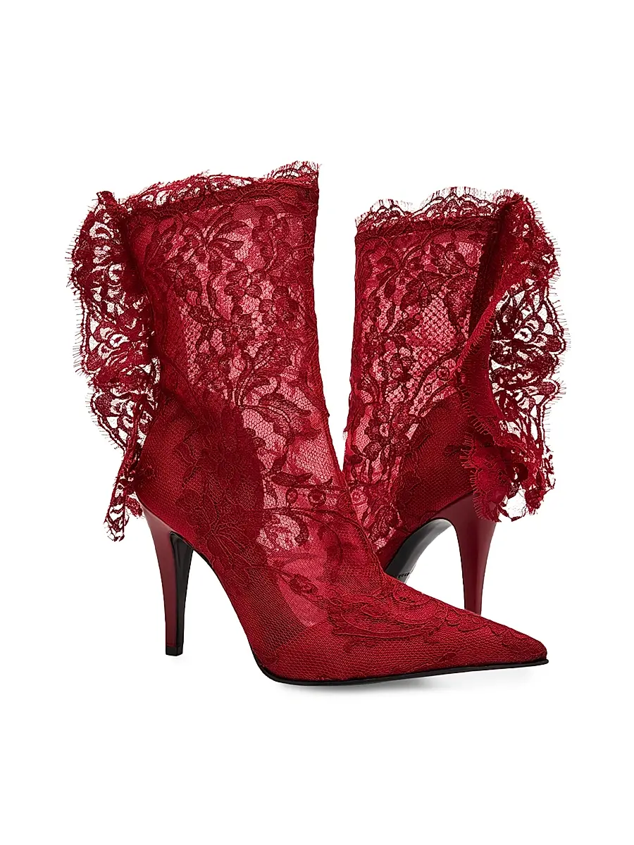 Alexander McQueen Women's 100MM Lace Mid-Calf Boots | Thumbnail 5 Alexander McQueen Women's 100MM Lace Mid-Calf Boots | Thumbnail 5