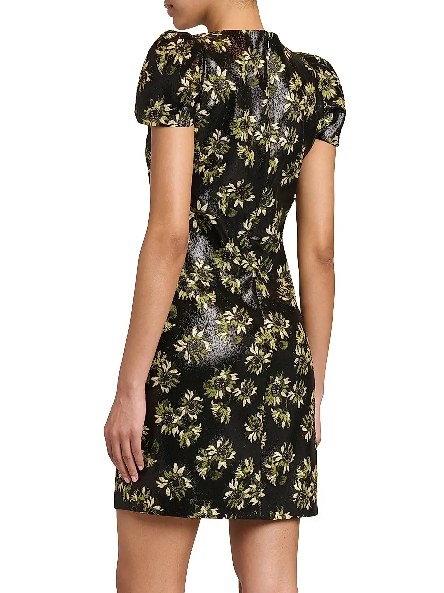 Alexander McQueen Women's Lacquered Sunflower Jacquard Day Dress | Thumbnail 5 Alexander McQueen Women's Lacquered Sunflower Jacquard Day Dress | Thumbnail 5
