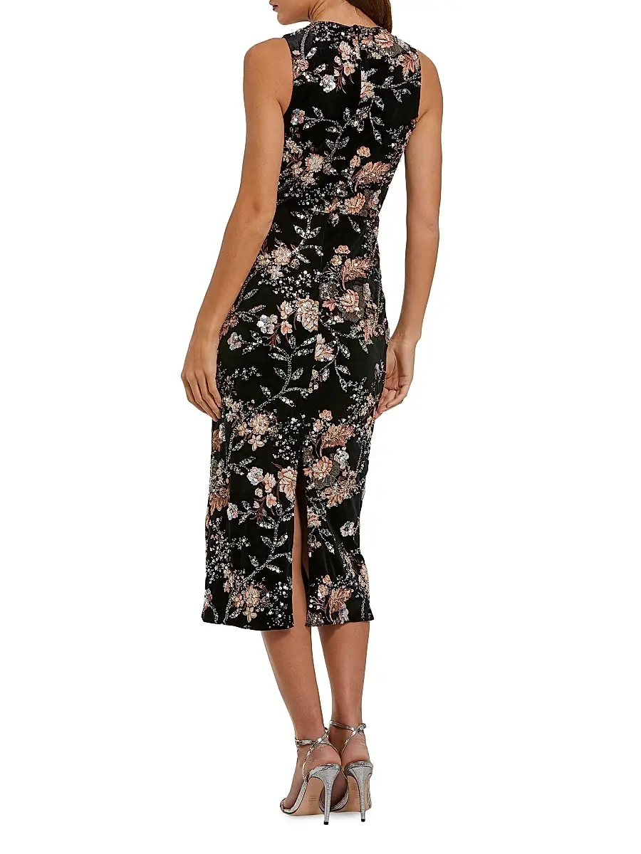 Mac Duggal Women's Floral Embellished Velvet Cocktail Dress | Thumbnail 2