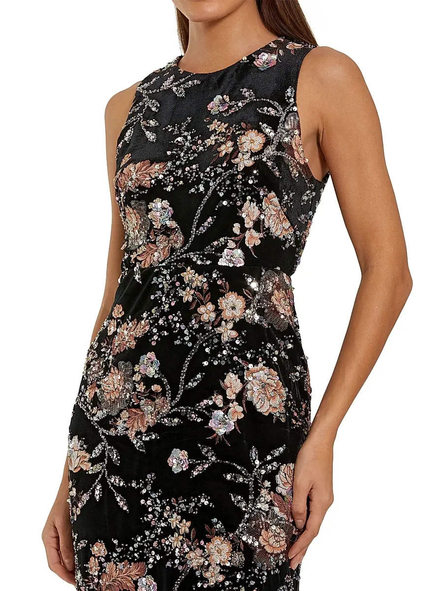 Mac Duggal Women's Floral Embellished Velvet Cocktail Dress | Thumbnail 3