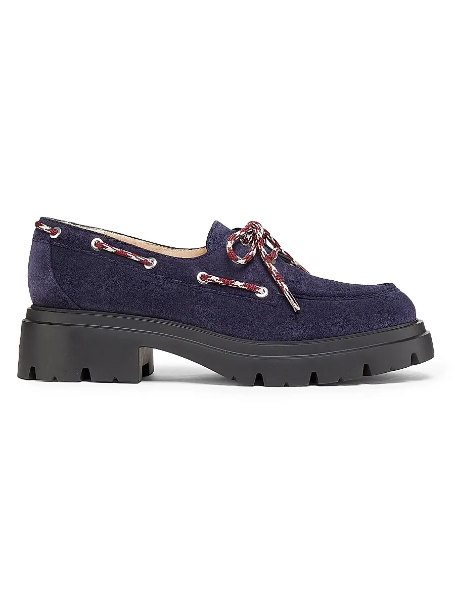 Stuart Weitzman Women's Hudson 40MM Suede Moccasins - Nice Blue | Image 1 Stuart Weitzman Women's Hudson 40MM Suede Moccasins - Nice Blue | Image 1