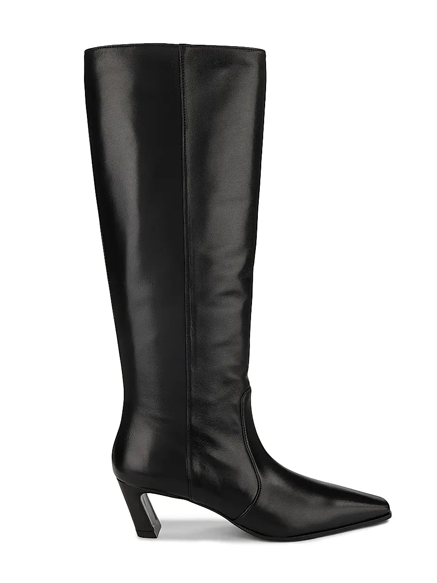 Stuart Weitzman Women's Stassi 50MM Leather Boots - Black | Image 1 Stuart Weitzman Women's Stassi 50MM Leather Boots - Black | Image 1
