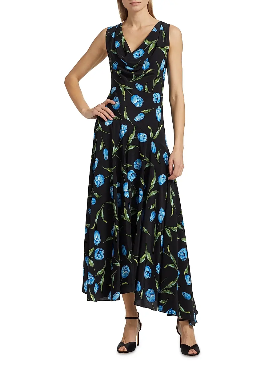 Rodarte Women's Tulip Silk Crepe Asymmetrical Midi-Dress | Thumbnail 3 Rodarte Women's Tulip Silk Crepe Asymmetrical Midi-Dress | Thumbnail 3