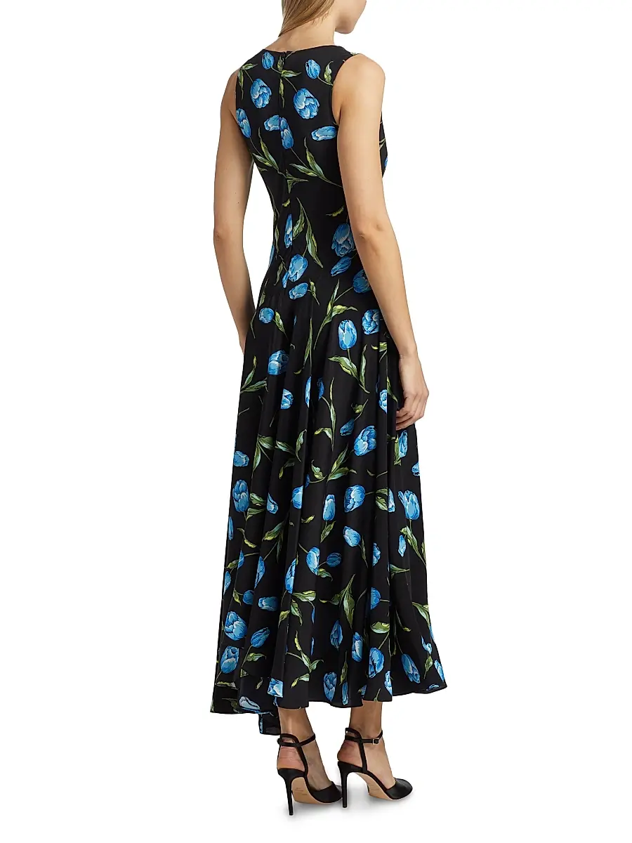 Rodarte Women's Tulip Silk Crepe Asymmetrical Midi-Dress | Thumbnail 5 Rodarte Women's Tulip Silk Crepe Asymmetrical Midi-Dress | Thumbnail 5
