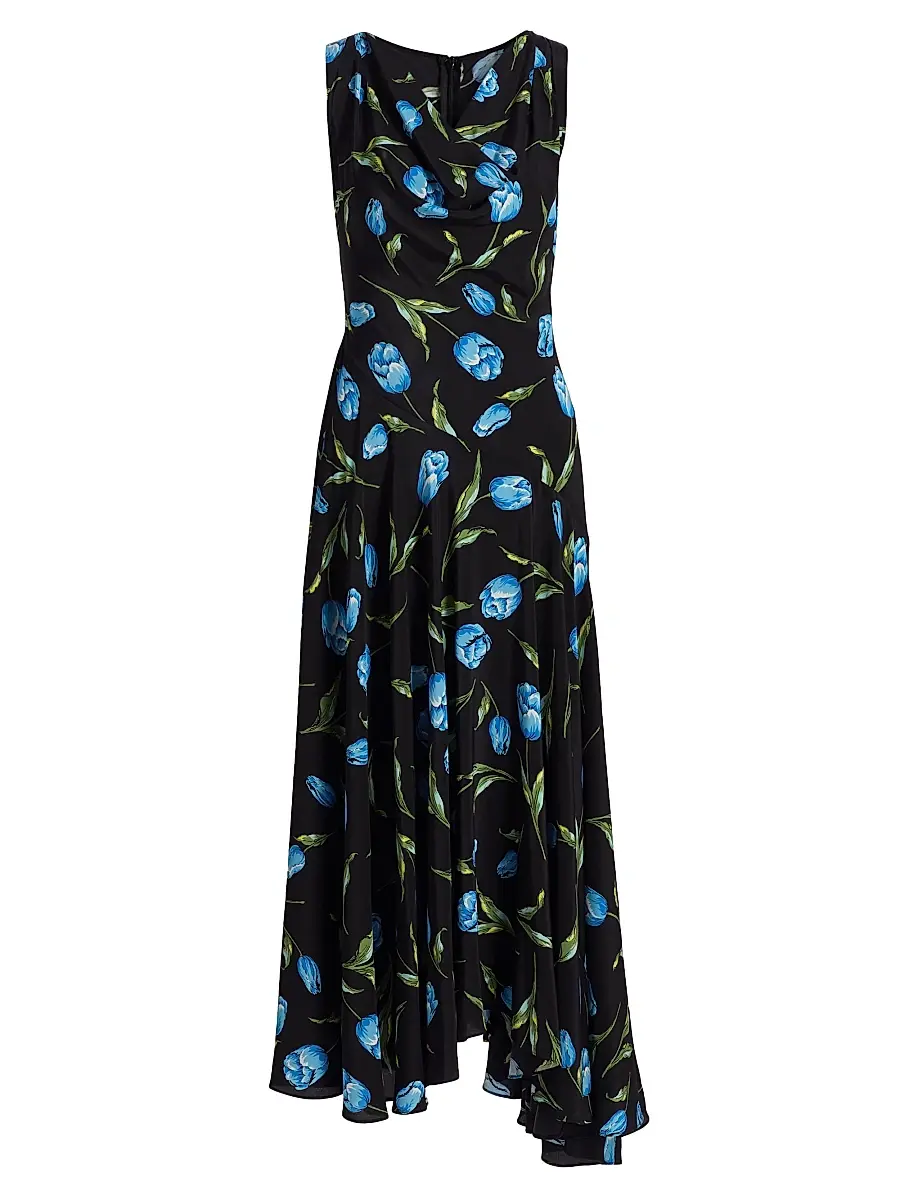 Rodarte Women's Tulip Silk Crepe Asymmetrical Midi-Dress