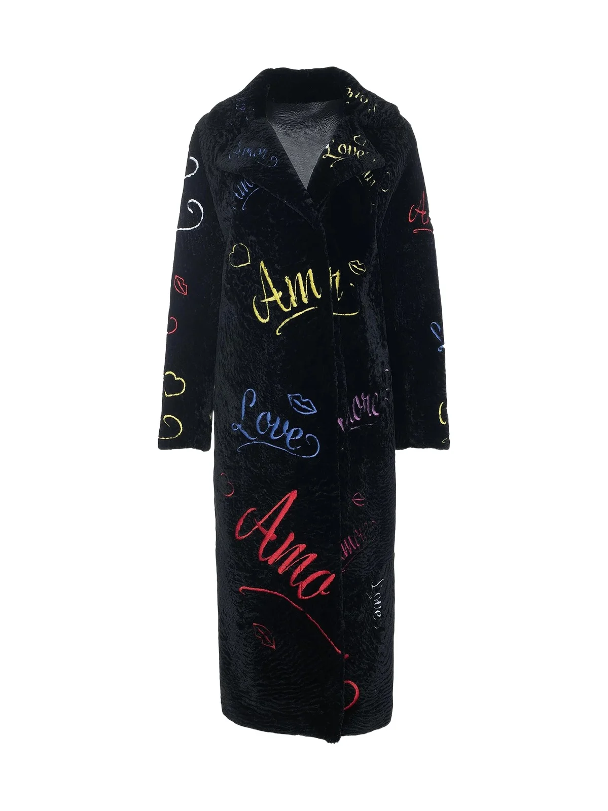 Gorski Women's Select Shearling Lamb Embroidered Love Coat