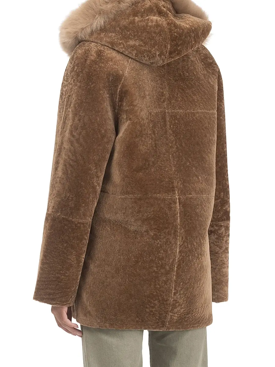 Gorski Women's Reversible Textured Shearling Lamb Parka with Merinillo Shearling Lamb Hood Trim | Thumbnail 4 Gorski Women's Reversible Textured Shearling Lamb Parka with Merinillo Shearling Lamb Hood Trim | Thumbnail 4