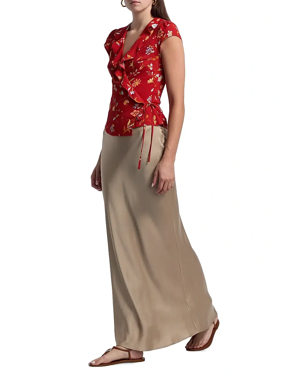 Reformation Women's Clemence Floral Crepe Wrap Top | Thumbnail 2 Reformation Women's Clemence Floral Crepe Wrap Top | Thumbnail 2