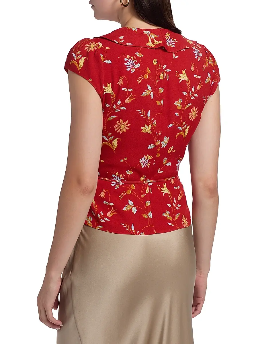 Reformation Women's Clemence Floral Crepe Wrap Top | Thumbnail 5 Reformation Women's Clemence Floral Crepe Wrap Top | Thumbnail 5