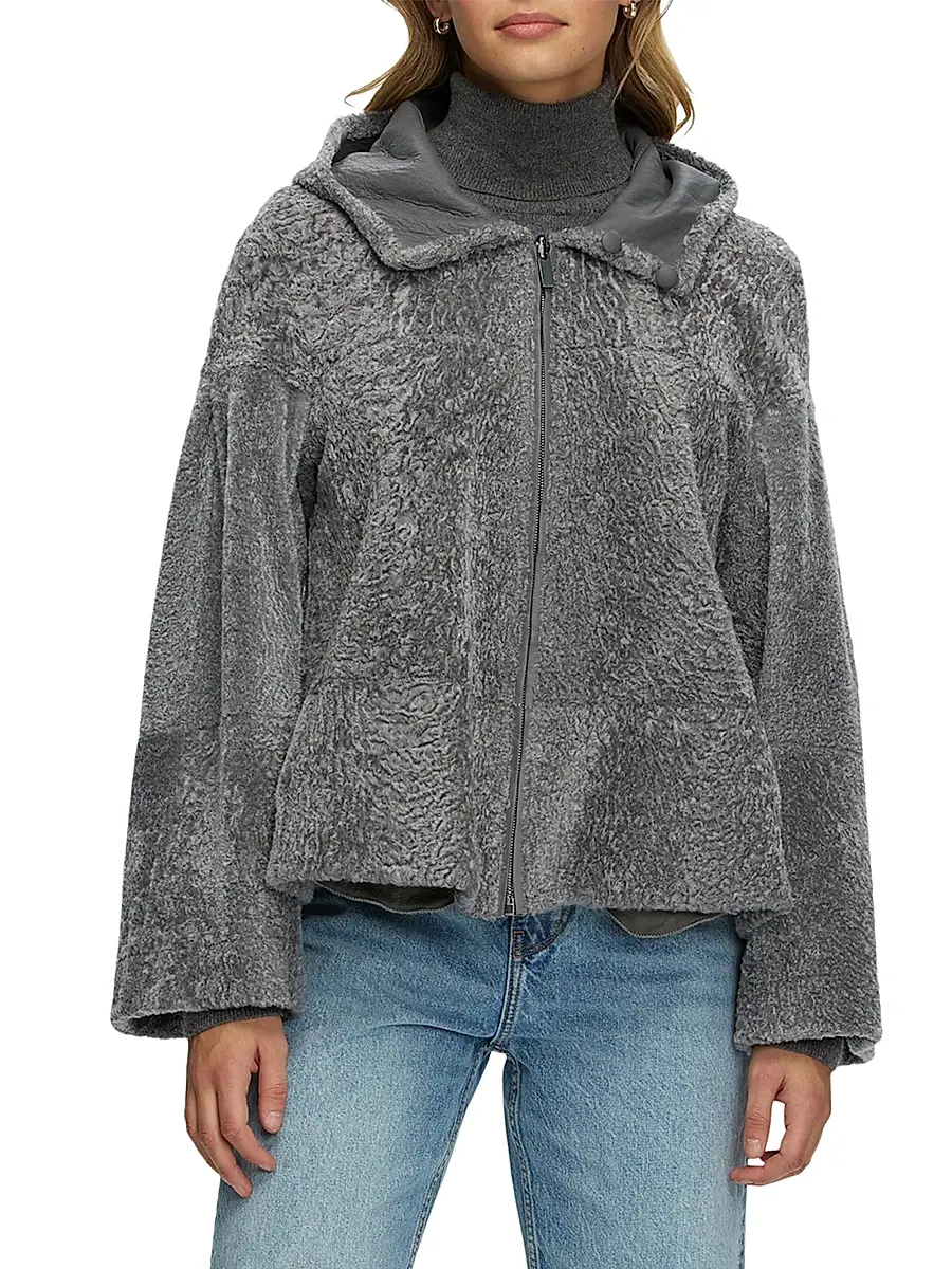 Gorski Women's Reversible New Zealand Shearling Lamb Zip Parka | Thumbnail 2 Gorski Women's Reversible New Zealand Shearling Lamb Zip Parka | Thumbnail 2