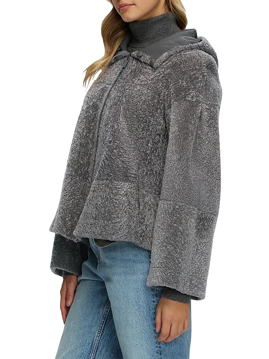 Gorski Women's Reversible New Zealand Shearling Lamb Zip Parka | Thumbnail 3 Gorski Women's Reversible New Zealand Shearling Lamb Zip Parka | Thumbnail 3