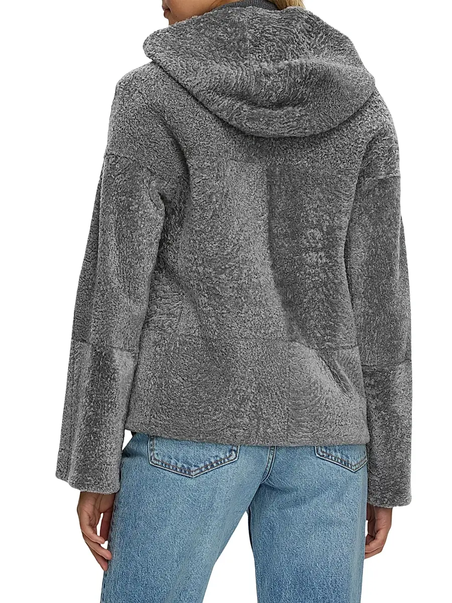 Gorski Women's Reversible New Zealand Shearling Lamb Zip Parka | Thumbnail 4 Gorski Women's Reversible New Zealand Shearling Lamb Zip Parka | Thumbnail 4
