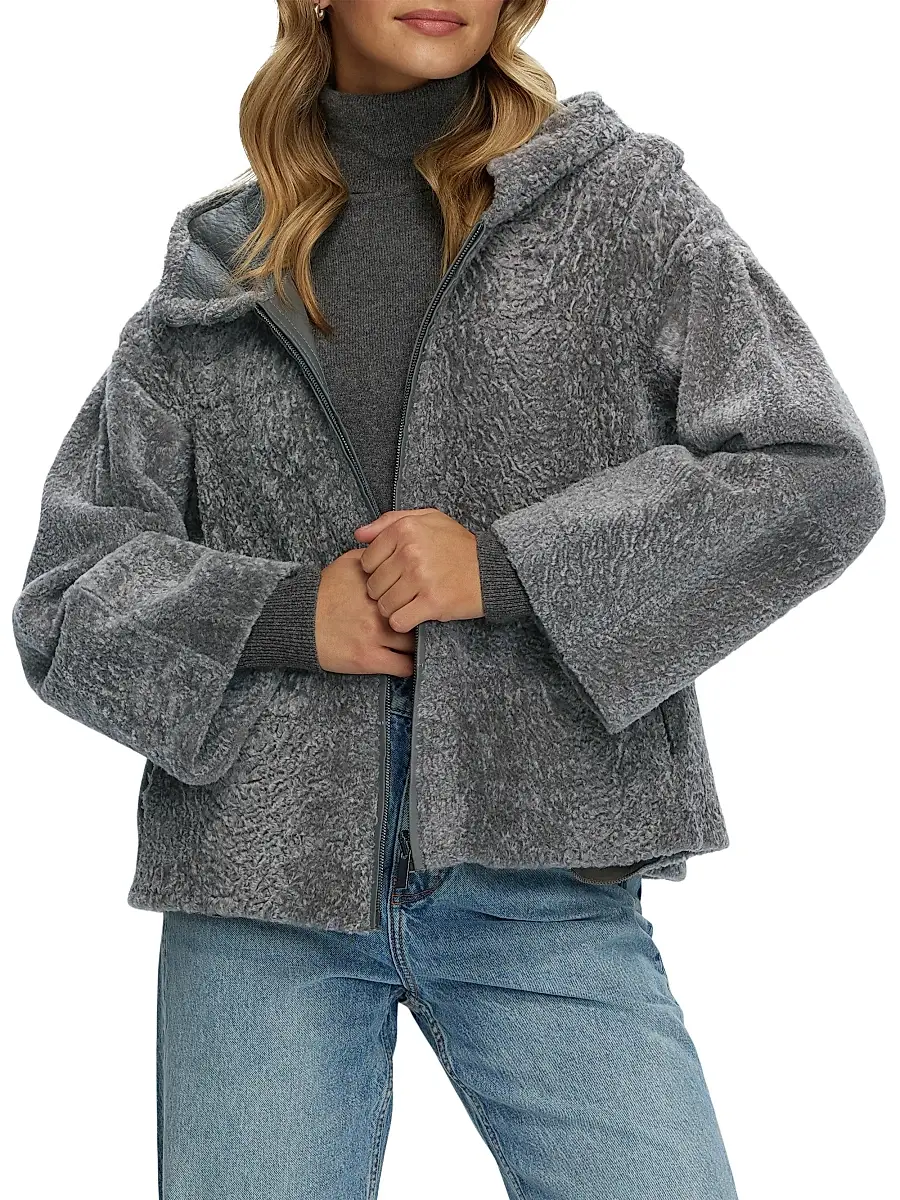 Gorski Women's Reversible New Zealand Shearling Lamb Zip Parka | Thumbnail 5 Gorski Women's Reversible New Zealand Shearling Lamb Zip Parka | Thumbnail 5
