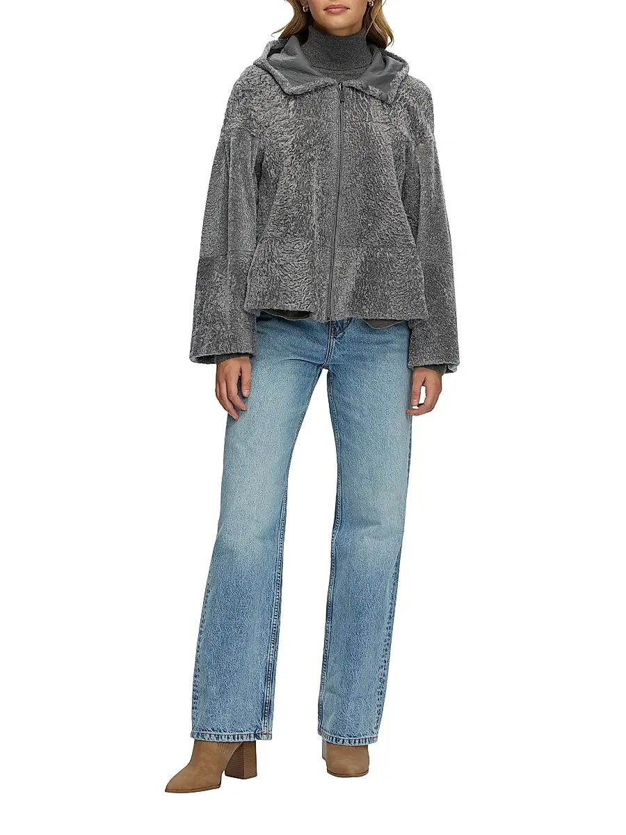 Gorski Women's Reversible New Zealand Shearling Lamb Zip Parka | Thumbnail 6 Gorski Women's Reversible New Zealand Shearling Lamb Zip Parka | Thumbnail 6